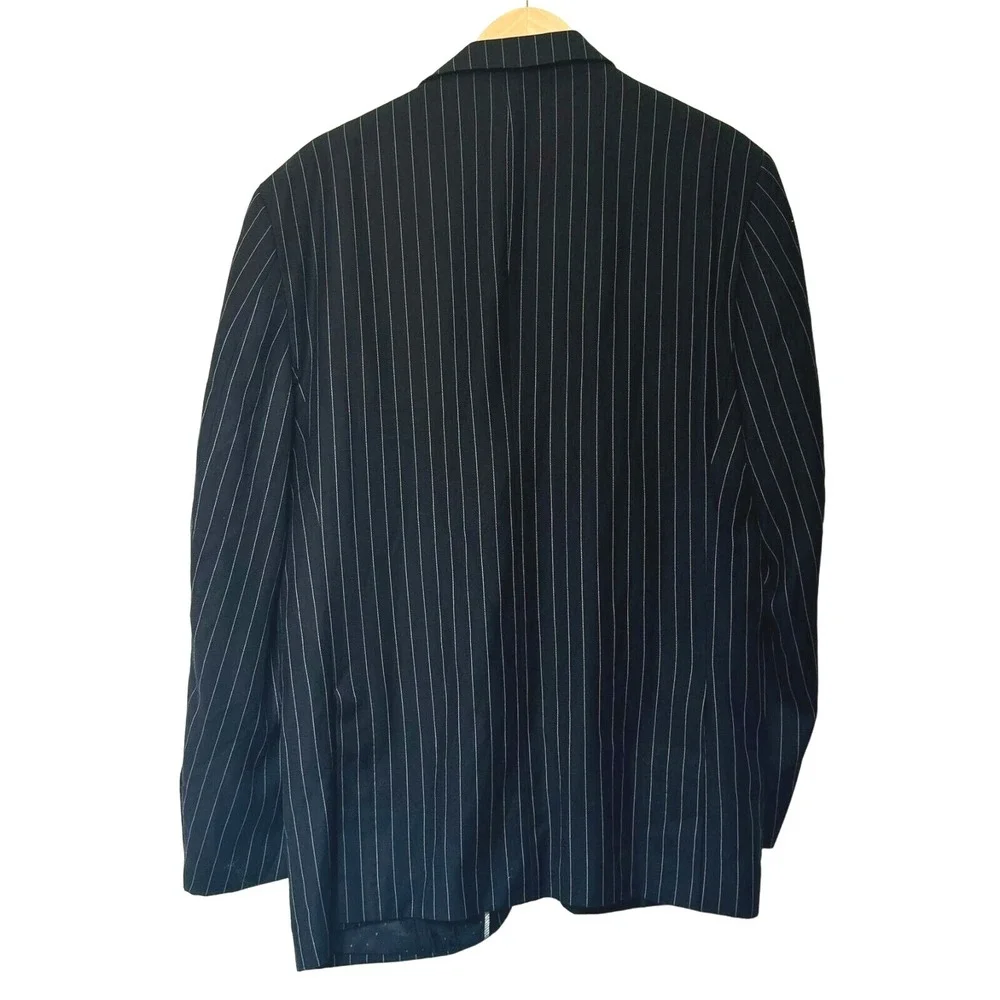 ENGLISH LAUNDRY Men's 44R Black Striped‎ Lined Formal Suit Jacket Blazer Career